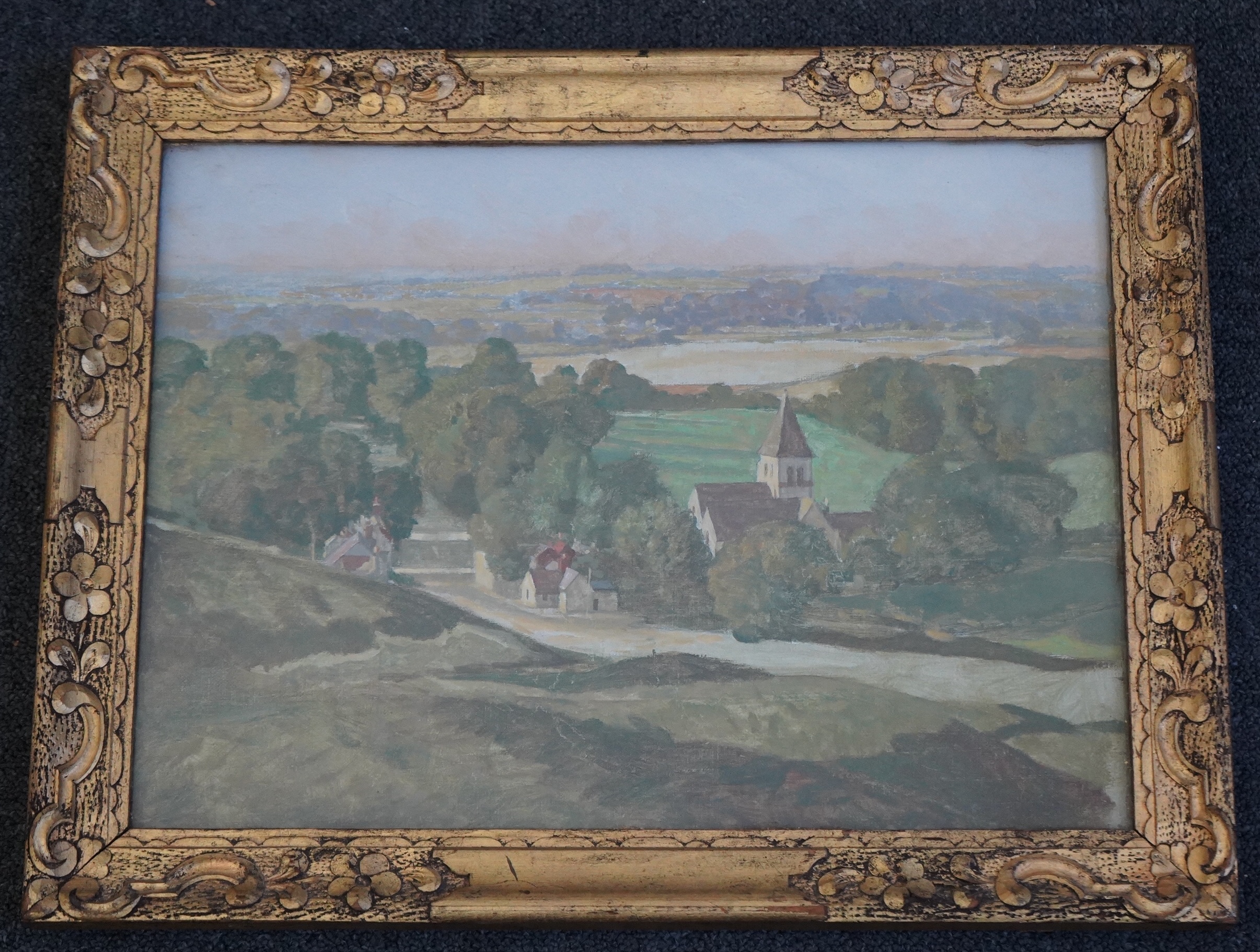 William Dacres Adams (English, 1864-1951), Offham Church near Lewes, oil on canvas, 30 x 40cm